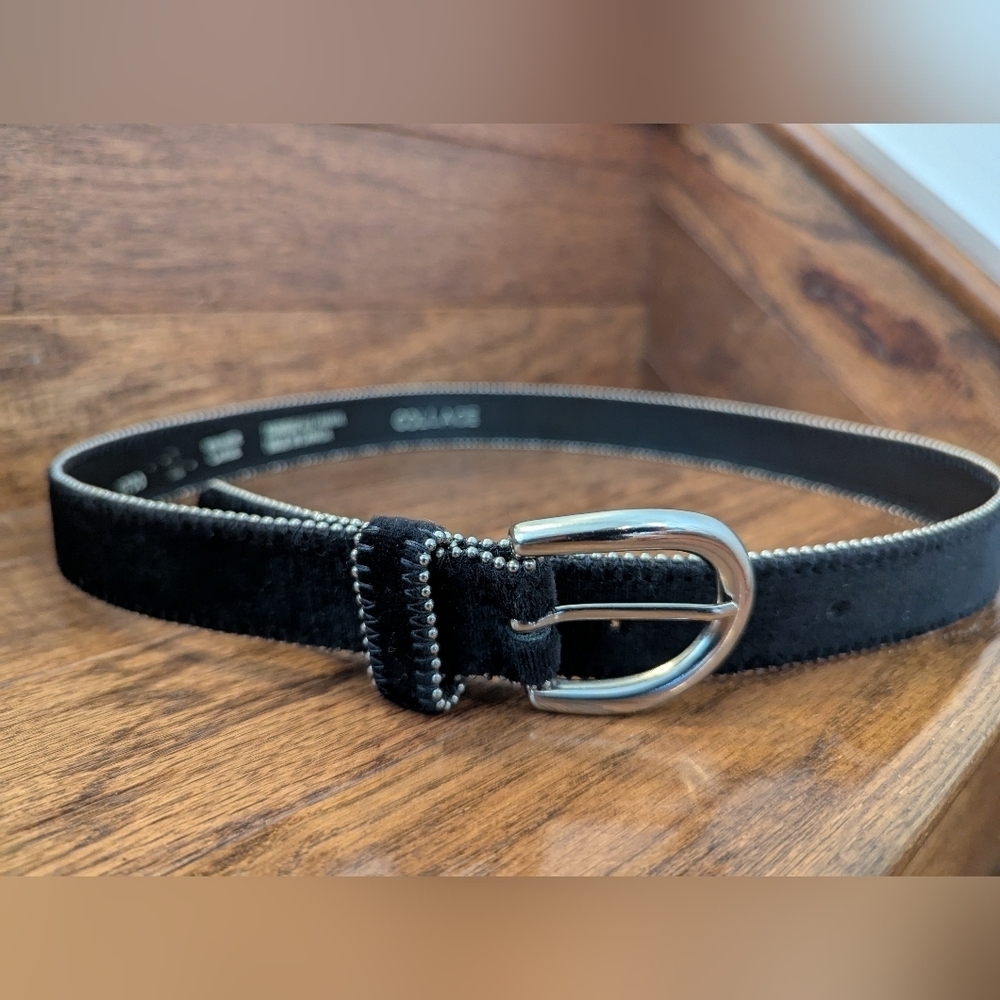 Vintage Y2K belt edged with silver-coloured metal beads Size large